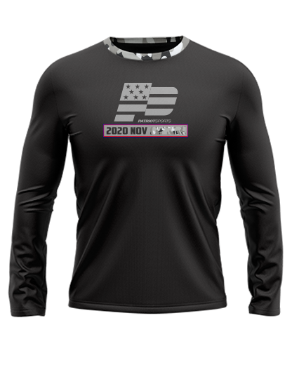 Patriot Sports SALUTE Long Sleeve T-shirt  Front  View soft  black in color  with HD graphics 