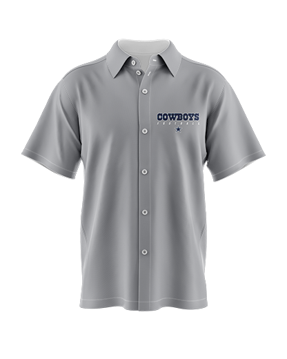 COWBOYS 2 Button Up Shirt  Patriot Sports  Front View.   Printed all over in HD on premium fabric. Handmade in California.