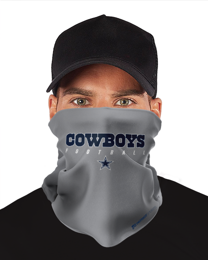 COWBOYS 2 Gaiter (Multipurpose Face Mask)    Patriot Sports   Actual  View    being worn  .  