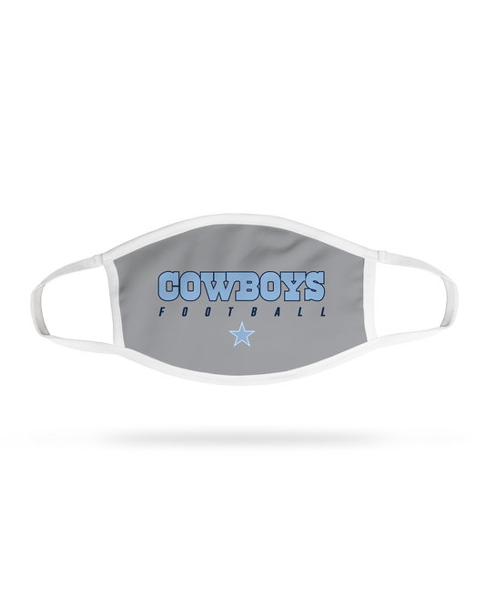 COWBOYS 4 Premium Face Mask    Patriot Sports    Front  View. Printed all over in HD on premium fabric. Handmade in California.