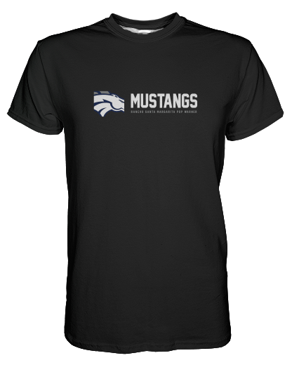 Mustangs Coaches T-shirt Patriot Sports  Front View.  printed all over in HD on premium fabric. Handmade in California.