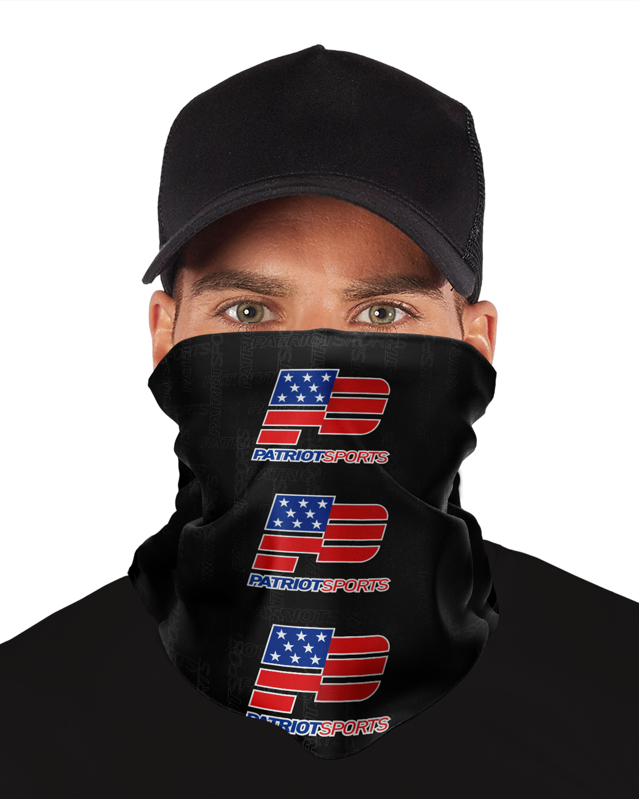 Patriot Sports  Sideline Gaiter (Multipurpose Face Mask) Actual   View  if you wear  it half face. 