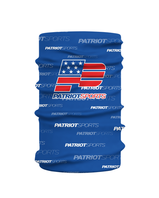 Skill Gaiter (Multipurpose Face Mask)    Patriot Sports   Front View   in  Blue  With Ultra HD Graphics . 