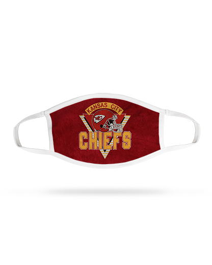 Patriot Sports  Chiefs Champs Premium Face Mask  with elastic ear loop straps . Printed all over in HD on premium fabric. Handmade in California.