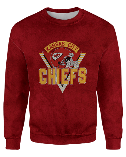 Chiefs Champs Sweatshirt Patriot Sports  Front View  printed all over in HD on premium fabric. Handmade in California.