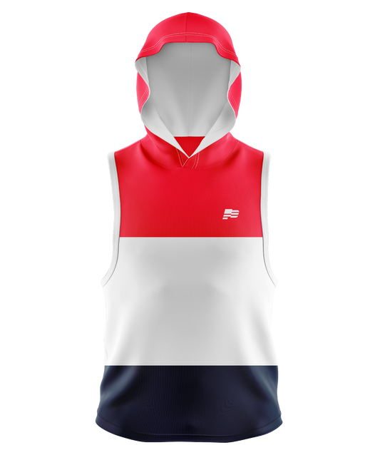 Streak Sleeveless hoodie   Patriot Sports   Front View Printed all over in HD on premium fabric. Handmade in California.