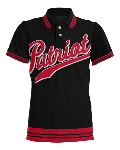 OUTFIELD Polo   Patriot Sports   Front View Printed all over in HD on premium fabric. Handmade in California.