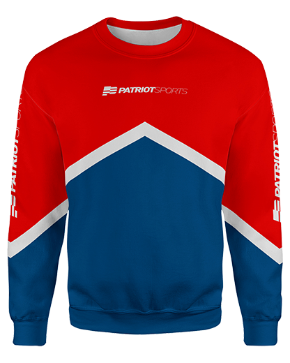 FORMULA Sweatshirt  Patriot Sports  Front View. printed all over in HD on premium fabric. Handmade in California.