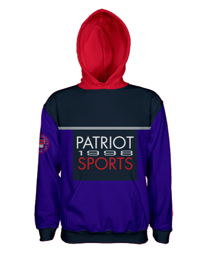 LAST LAP Women Pullover Hoodie Patriot Sports  Front View.  Printed all over in HD on premium fabric. Handmade in California.