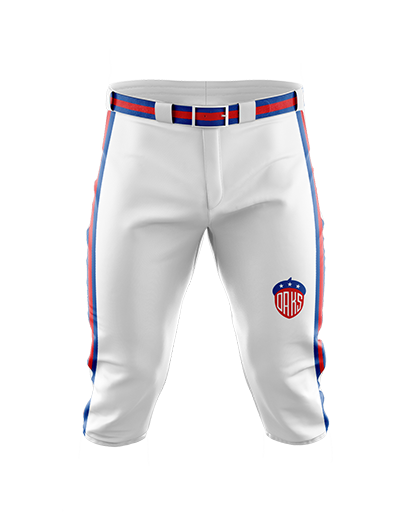 BASEBALL Knicker Pants Patriot Sports  Front View. Printed all over in HD on premium fabric. Handmade in California.