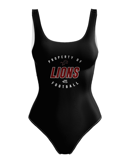 LIONS01 One Piece Swimsuit   Patriot Sports    Front  View.  Printed all over in HD on premium fabric. Handmade in California.