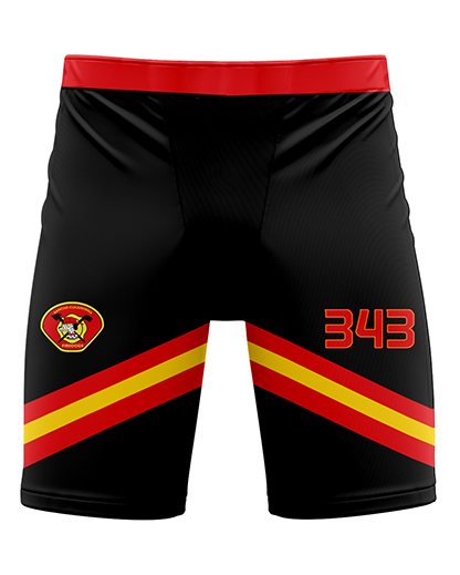 FIREDOGS BLACK Mesh Shorts   Patriot Sports    Front  View. Printed all over in HD on premium fabric. Handmade in California.