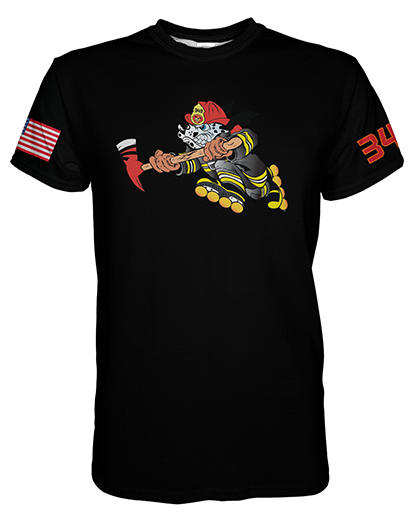 FIREDOGFIREFIGHTER BLACK printed all over in HD on premium fabric. Handmade in California.