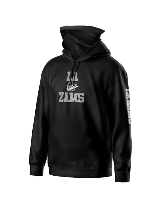 LA ZAMS Gaiter Hoodie Patriot Sports  Front View. Printed all over in HD on premium fabric. Handmade in California.